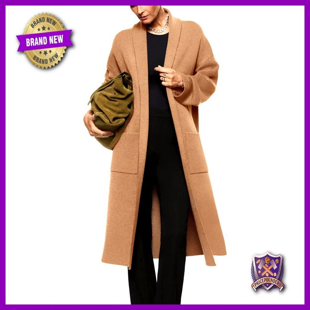 Oversized Long Sleeve Maxi Cardigan Open Front Knit Sweater Coat with Pockets